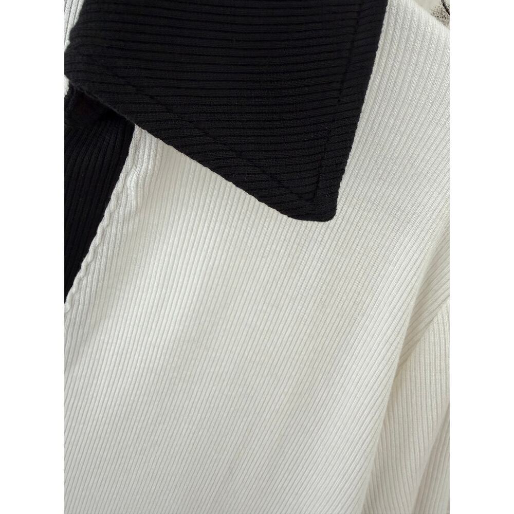 AVA & VIV Black & White Contrast Collar Blouse Top XXL NWT Chic Minimal - Picture 5 of 7